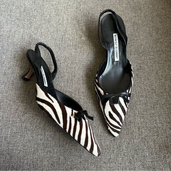 Vintage Manolo Blahnik zebra pony hair heels - Picture 2 of 5